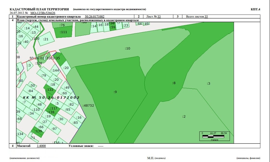 Кадастровый план участка в Кубинке